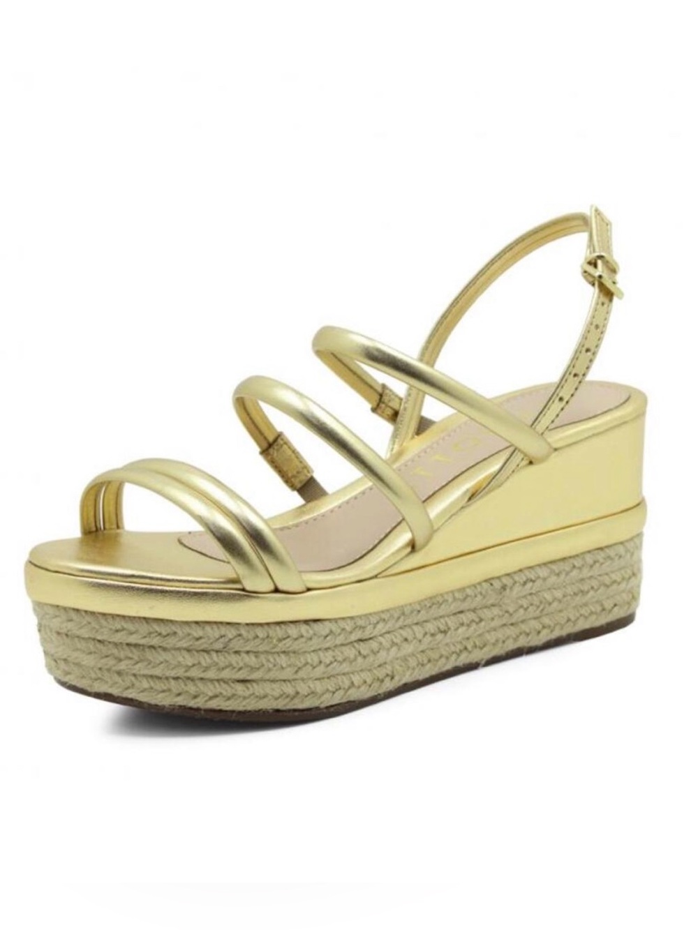 Gold Strappy Platform Wedge
